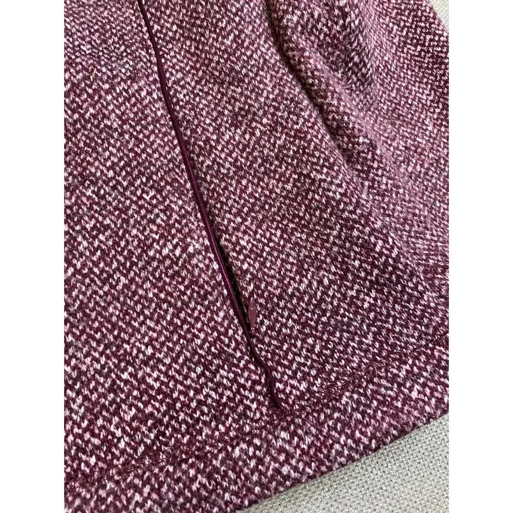 Talbots Womens Burgundy Full Zip Herringbone Fleece Jacket Size XL - Picture 3 of 9